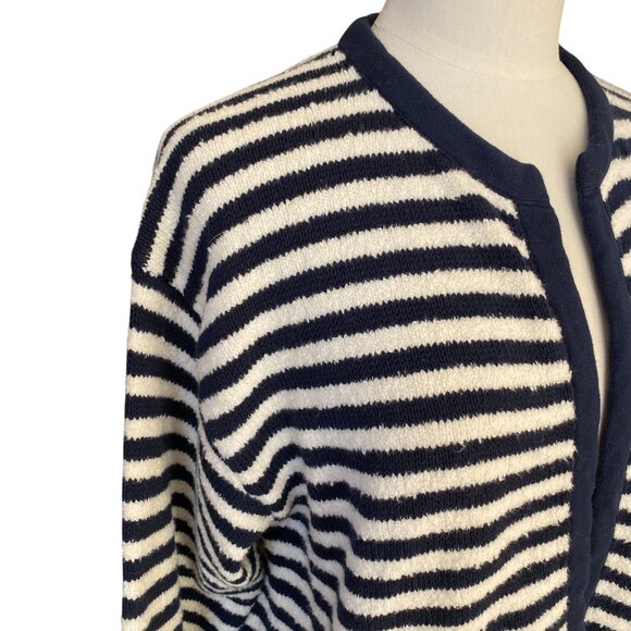 J Crew Nautical Striped Chenille Open Front Cardigan French Girl Coastal Peppy-M - Picture 6 of 16